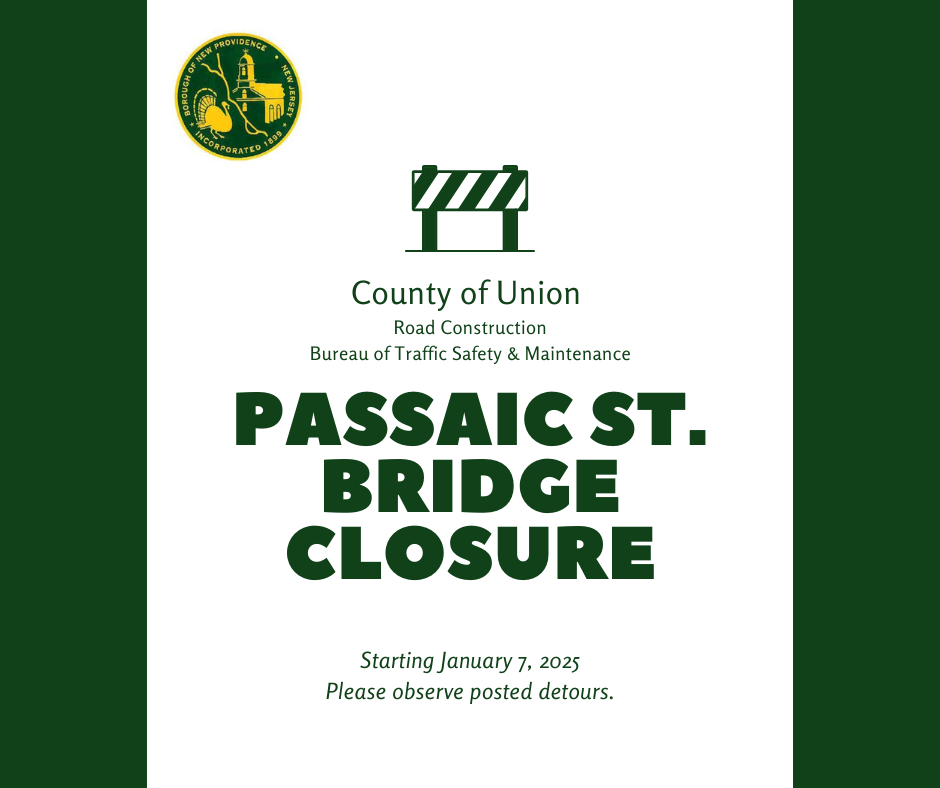 Passaic St. Bridge Closure