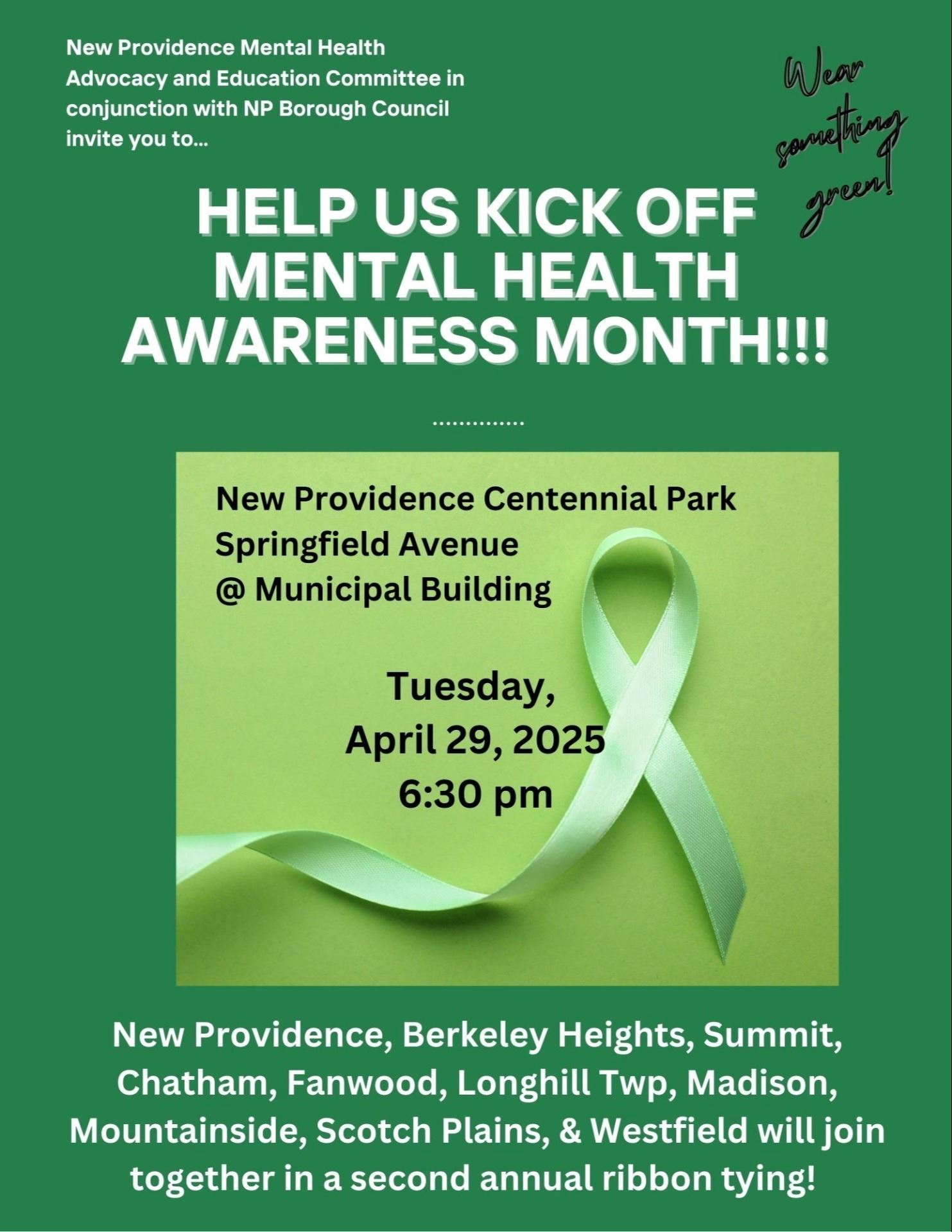 Mental Health Awarenss Month Ribbon Tying in Centenntial Park