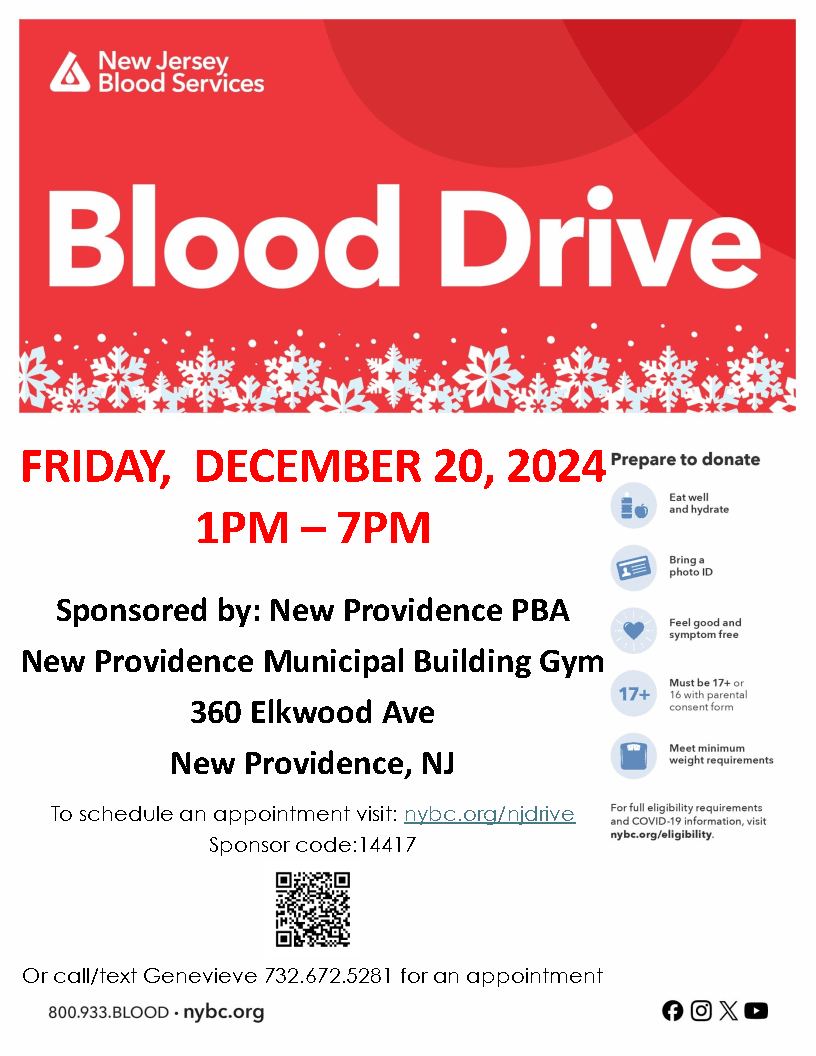 New Providence PBA Blood Drive Flyer December 20 2024 (002)