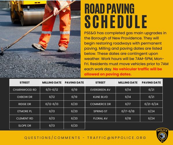 road paving schedule